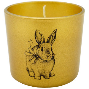 86932388 Свеча в стекле Праздничный кролик золотая 5,4 см STLM-0072618 EVIS