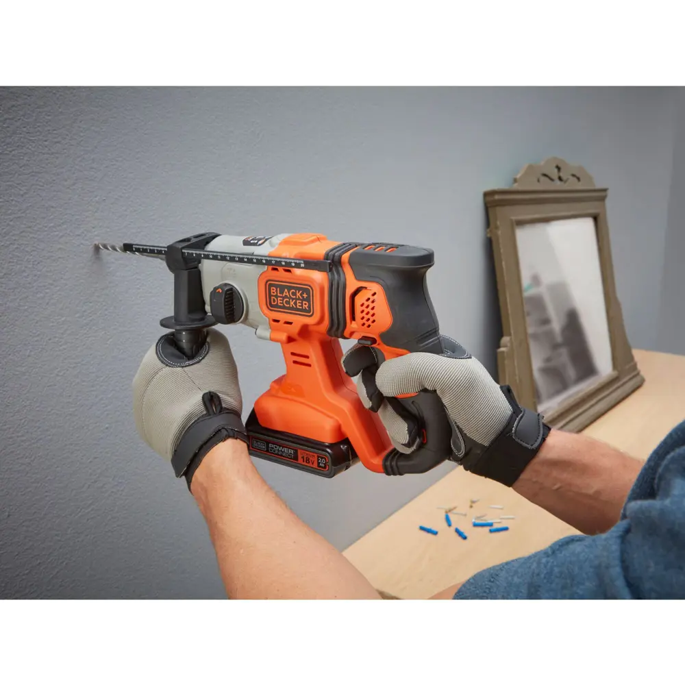 Перфоратор аккумуляторный SDS-plus Black&Decker BCD900B-XJ, 18 В, 1.2 Дж, без АКБ и ЗУ BLACK + DECKER STLM-2166100 - Вид №7