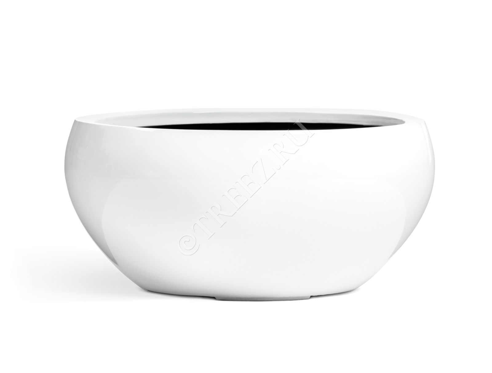 41.3321-05-065-WH-50 Кашпо  Effectory - серия Gloss - Низкая полусфера - Белый глянцевый лак Цветочная коллекция  - Вид №2