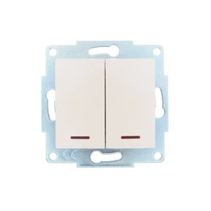 Выключатель встраиваемый Lezard Asti 2 клавиши с подсветкой цвет кремовый