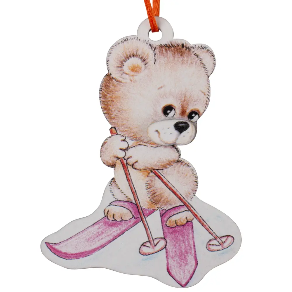 Елочная игрушка Christmas "3D Мишка на розовых лыжах" h7.5 см 82720220 STLM-2139882 Santreyd  - Вид №1