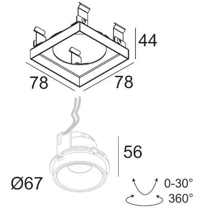 Квадратный регулируемый светодиодный прожектор Deltalight Minigrid In ARCH-00098686 - Вид №4