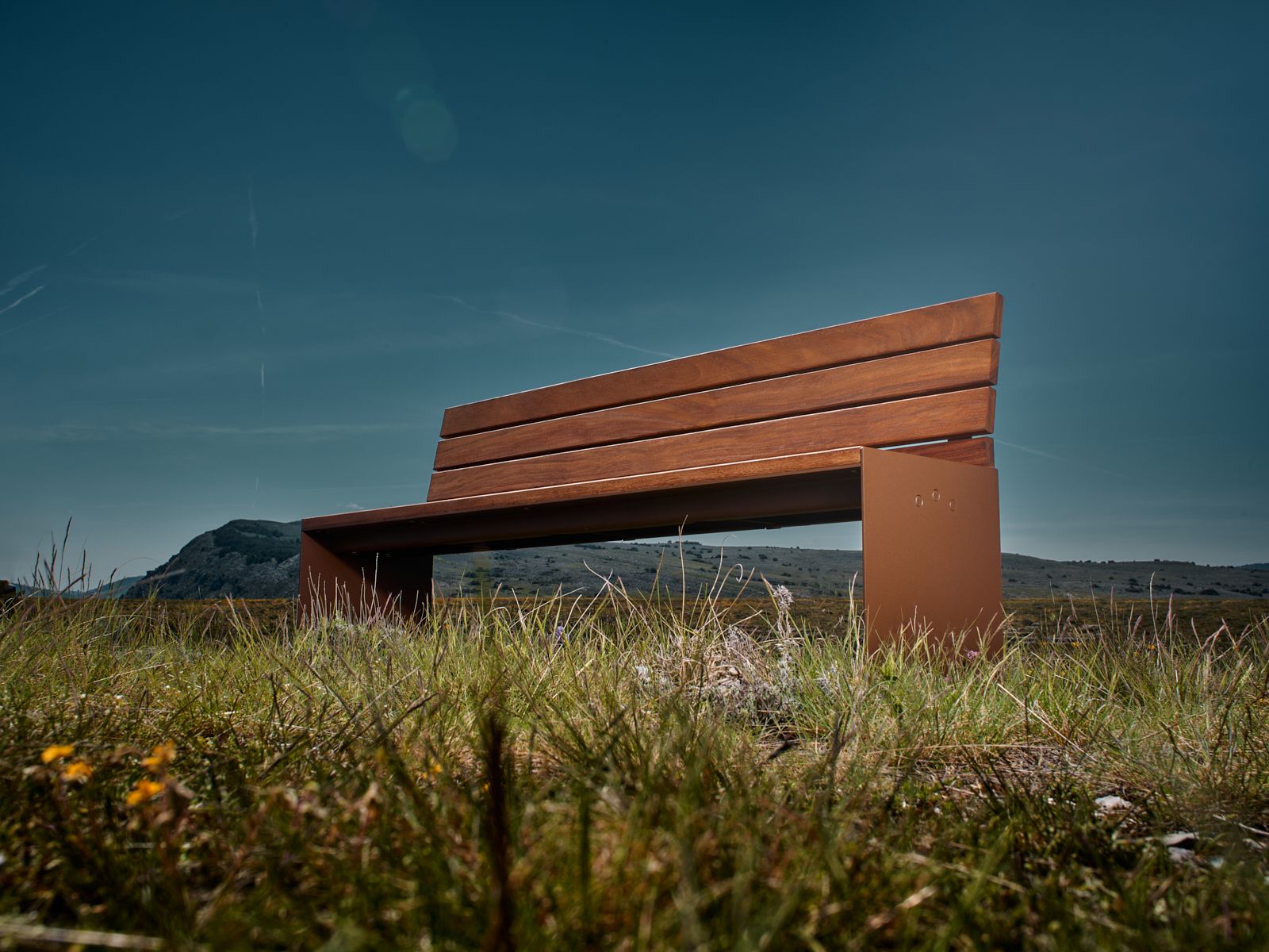 Стальная и деревянная скамья со спинкой CYRIA Absolut ARCH-00117315 - Вид №1