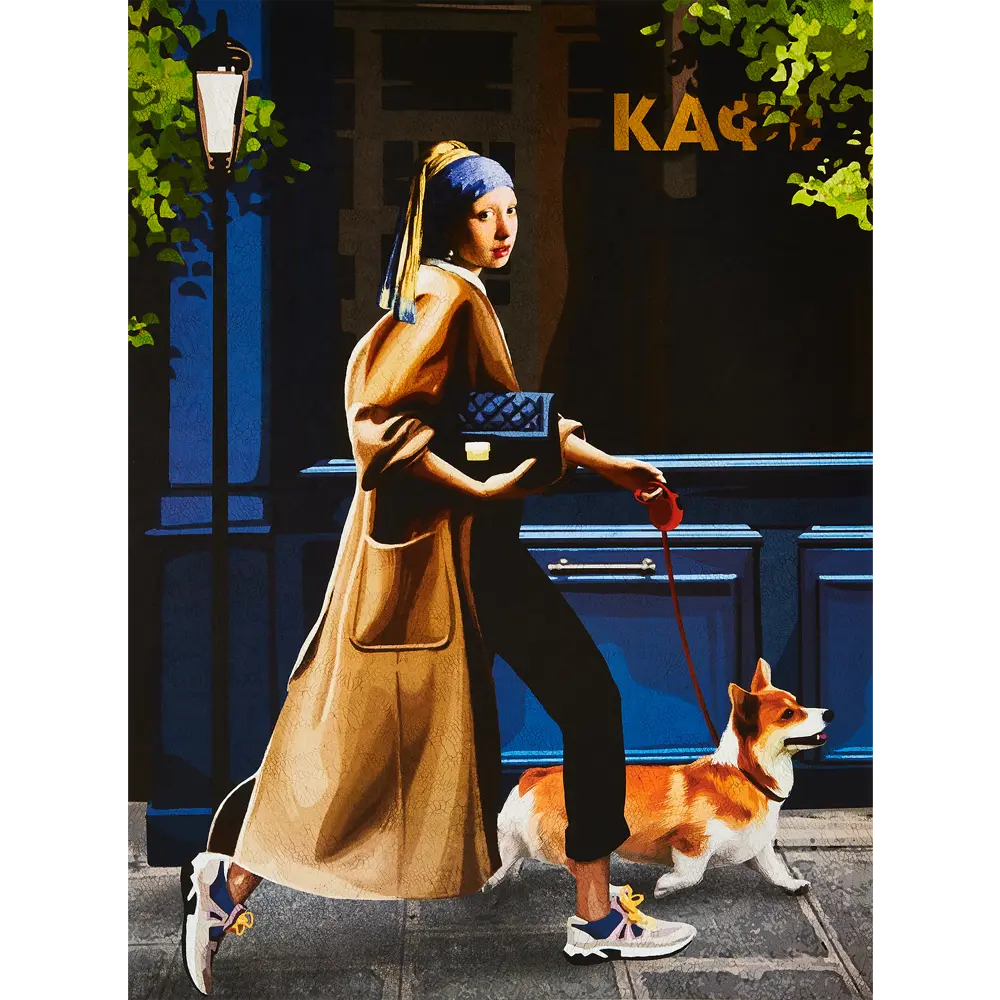 Постер Девушка с корги 30x40 см АРТ ДИЗАЙН STLM-2005062