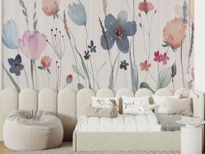 Детские панорамные обои с цветочными мотивами