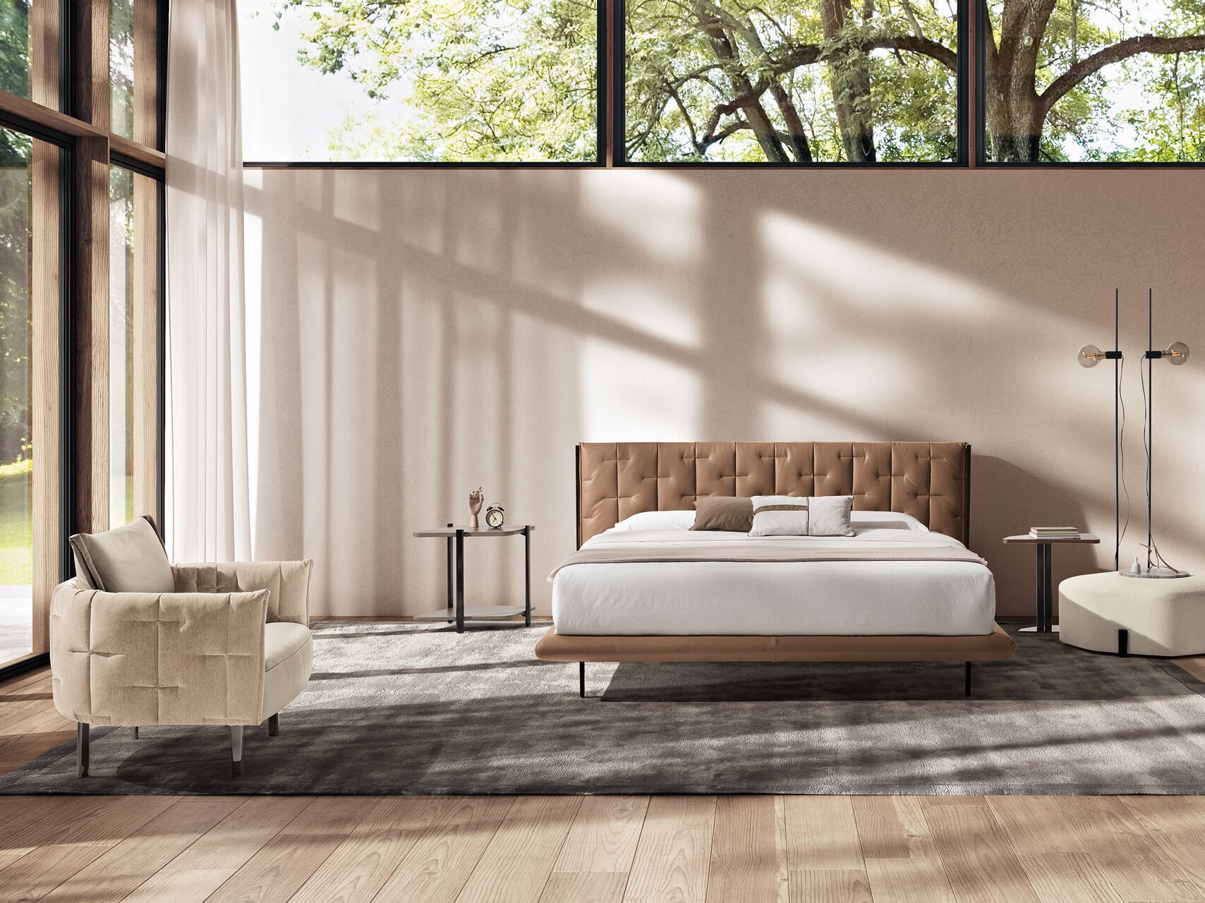 Кожаная двуспальная кровать с мягким изголовьем Max Divani Muzzle ARCH-00062477 - Вид №3