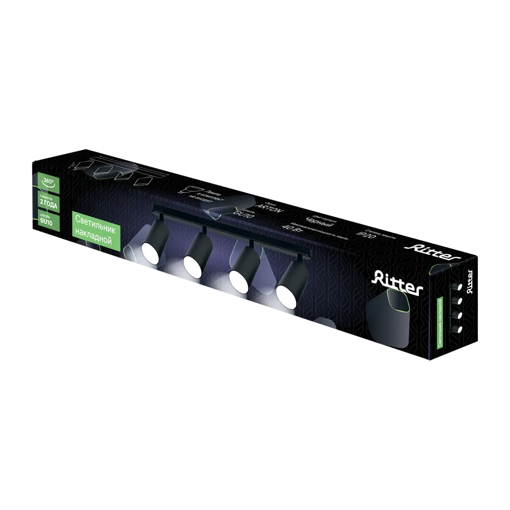 Поворотный спот RITTER Arton на 4 лампы GU10 в чёрном исполнении 83979307 STLM-0045776 - Вид №11