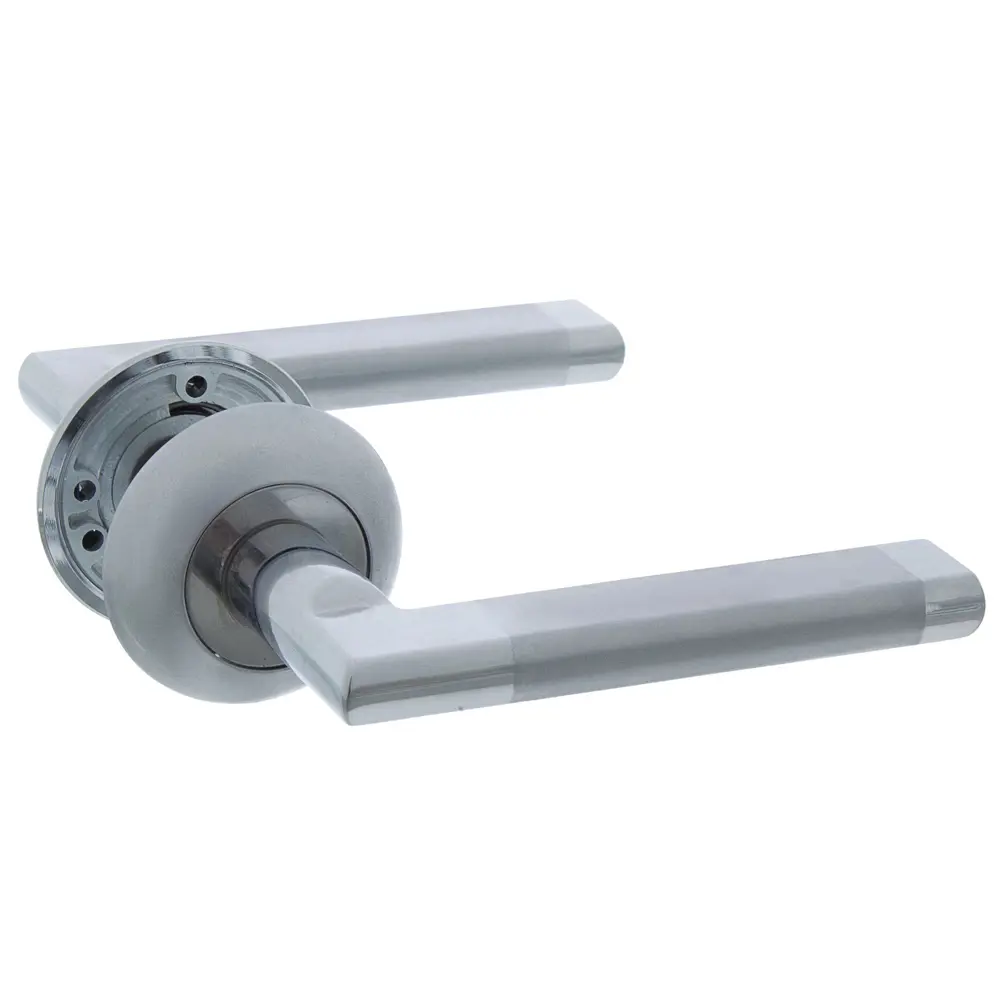 Ручки дверные на розетке Inspire ZC-12-L1/S1, ЦАМ, цвет глянцевый хром STLM-2012113 - Вид №1
