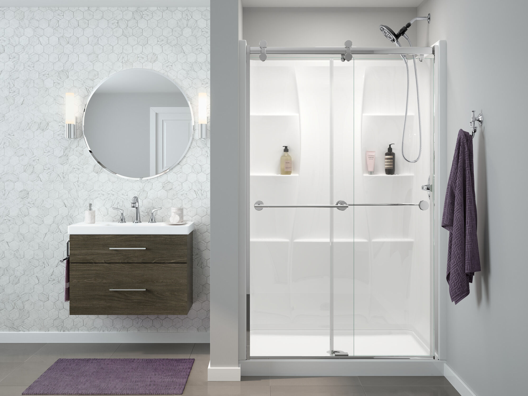 40074 Подставка для душа 48 "X 34" Delta Faucet Classic 400 Глянцевый белый  - Вид №13