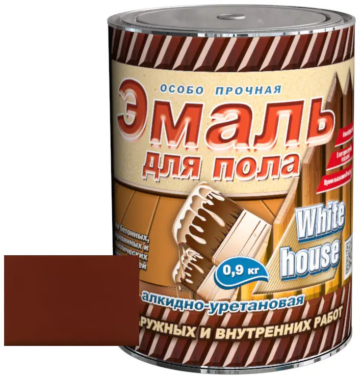 90196870 Эмаль для пола алкидно-уретановая White House дикая вишня 0.9 кг STLM-0858305