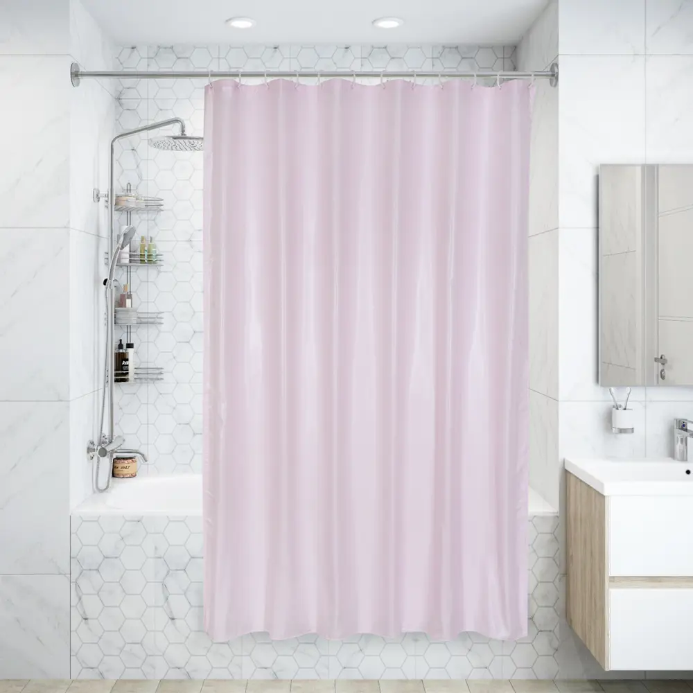 Штора для ванны Brillar pink, 180х200 см, полиэстер, цвет розовый 82168002 STLM-2015674 WESS