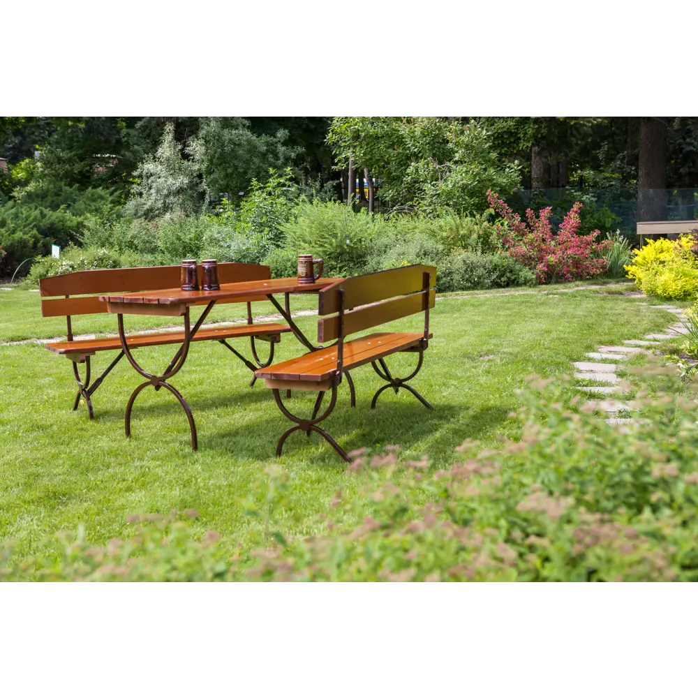 Стол садовый Naterial Тироль складной 150x60x78 см металл/дерево темно-коричневый STLM-2031511 - Вид №15