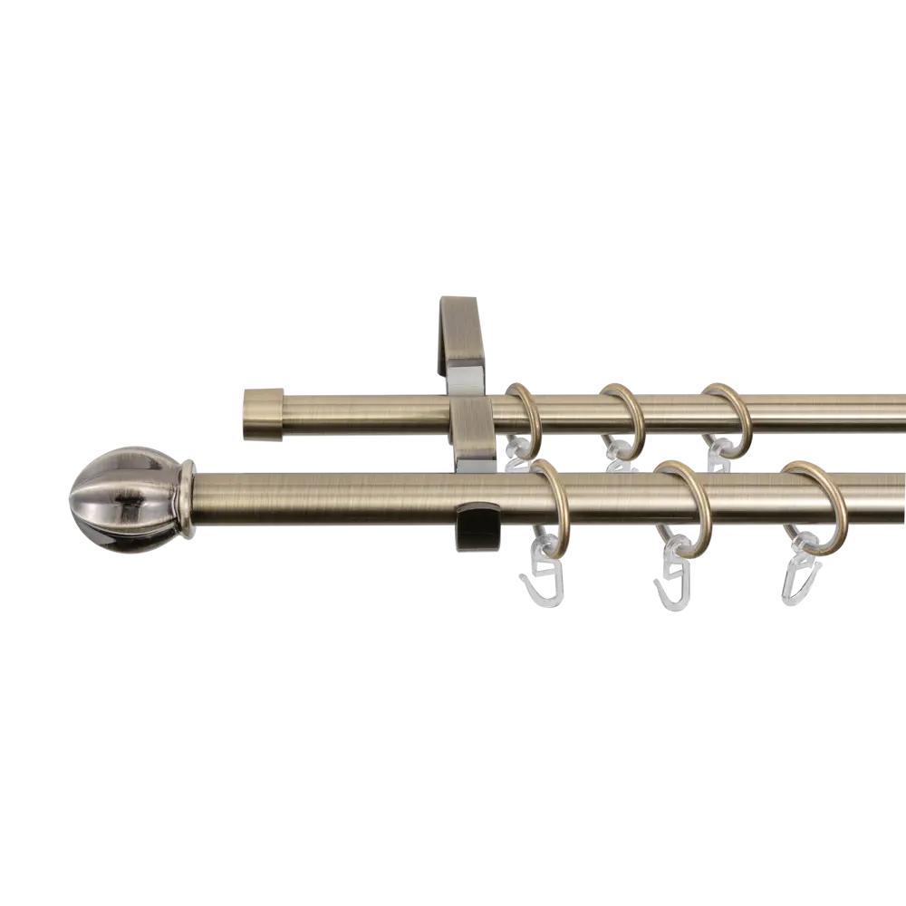 Настенный карниз раздвижной двухрядный KREAFORTA Икаре d16/19 160-300 см металл цвет латунь STLM-2152172 - Вид №5