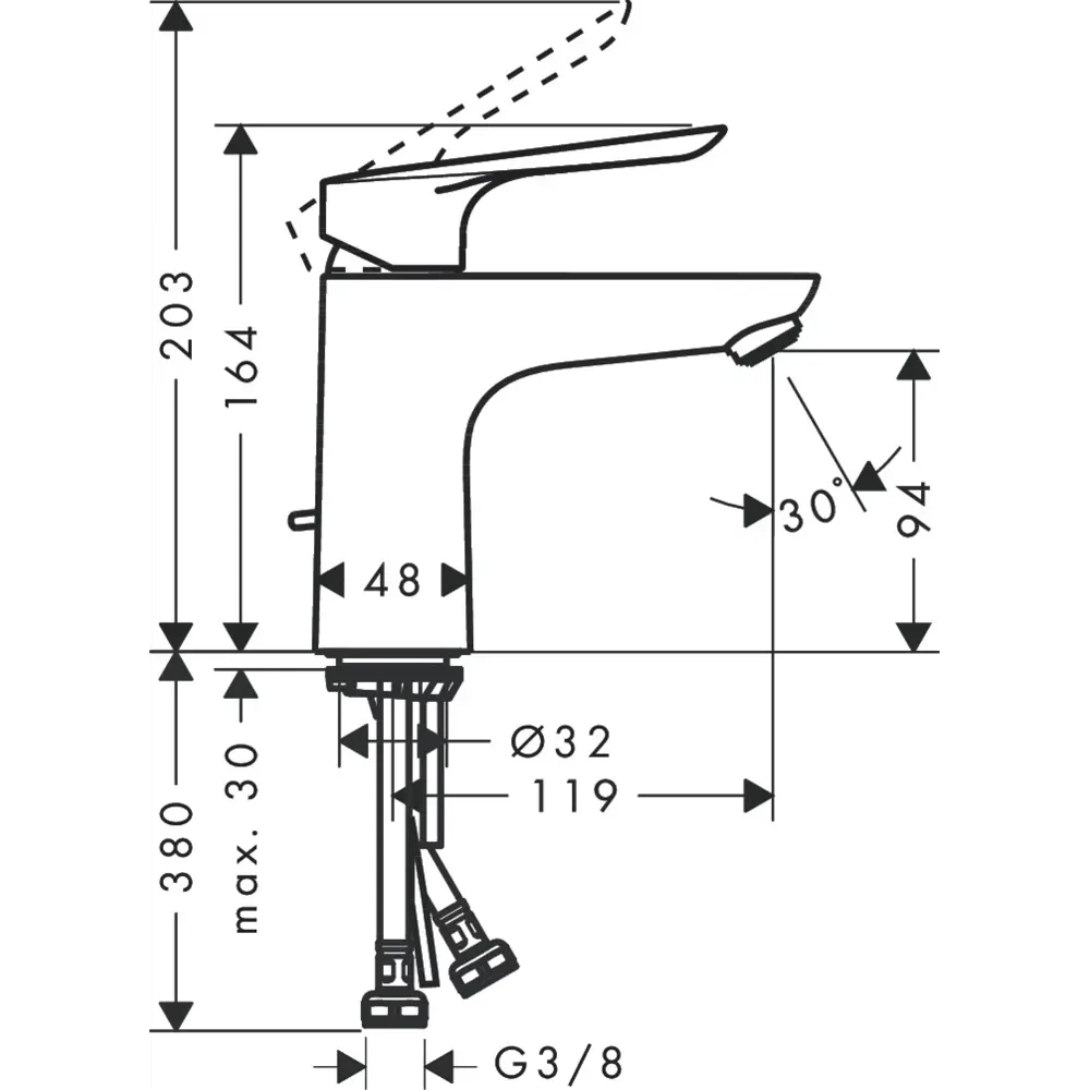 Смеситель для раковины Hansgrohe Logis E однорычажный с высоким изливом цвет хром STLM-2137226 - Вид №6