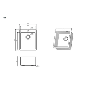 Мойка для кухни врезная Floracio F.4151.SSD 41x51 см глубина чаши 21.5 см нержавеющая сталь цвет нержавеющая сталь