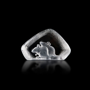 34287 Скульптура из прозрачного хрусталя "Мыши", 105/65 мм. Maleras