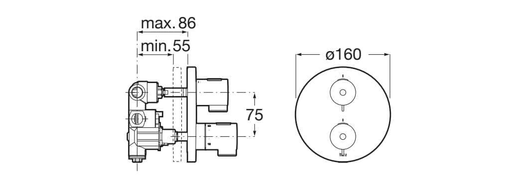 Термостатический встраиваемый смеситель для душа Roca T-500 ARCH-00124955 - Вид №3