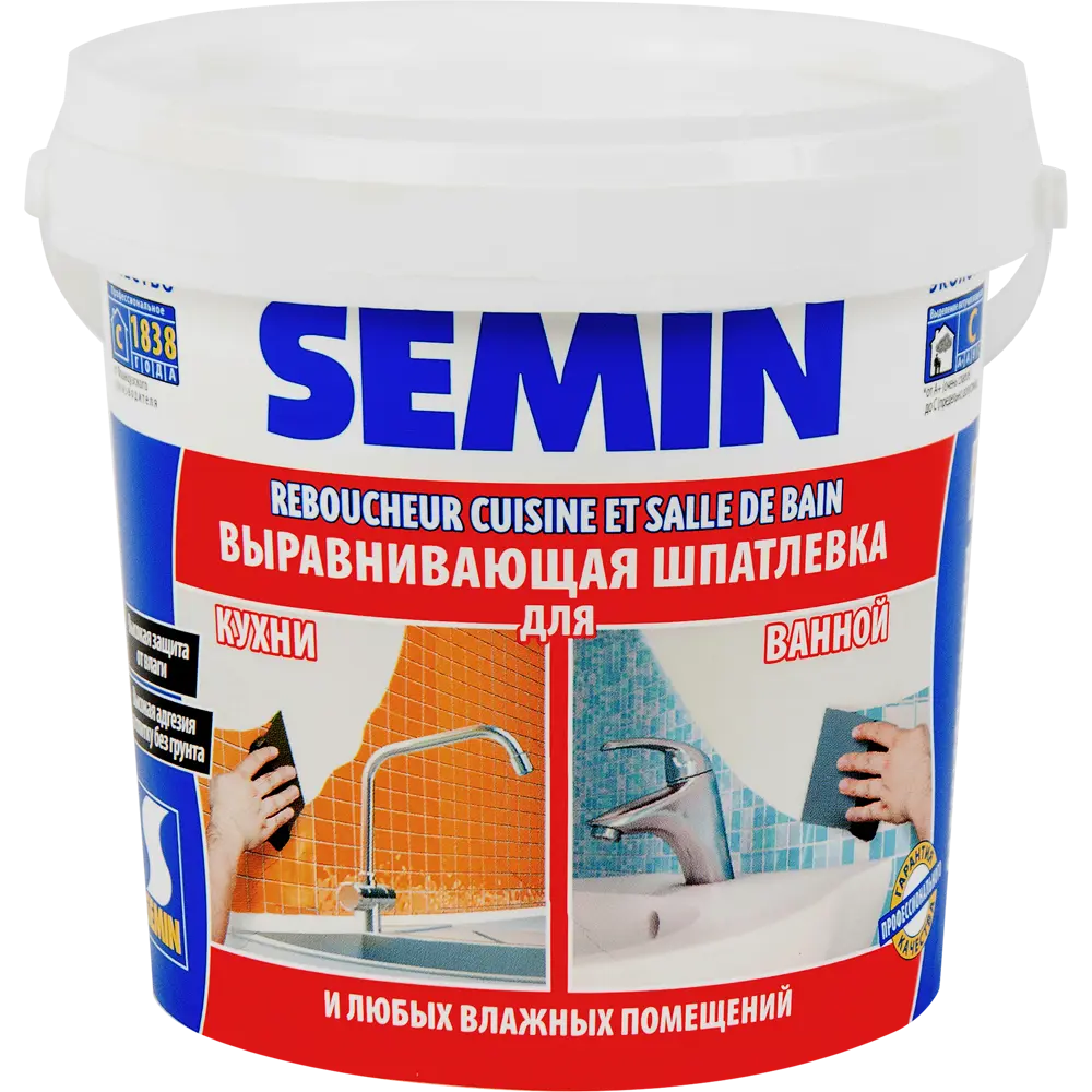 Шпаклёвка влагостойкая выравнивающая Semin 1.5 кг STLM-2116539