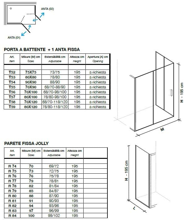 Угловая душевая кабина из хрусталя с распашной дверью Metidea платина ARCH-00133695 - Вид №2