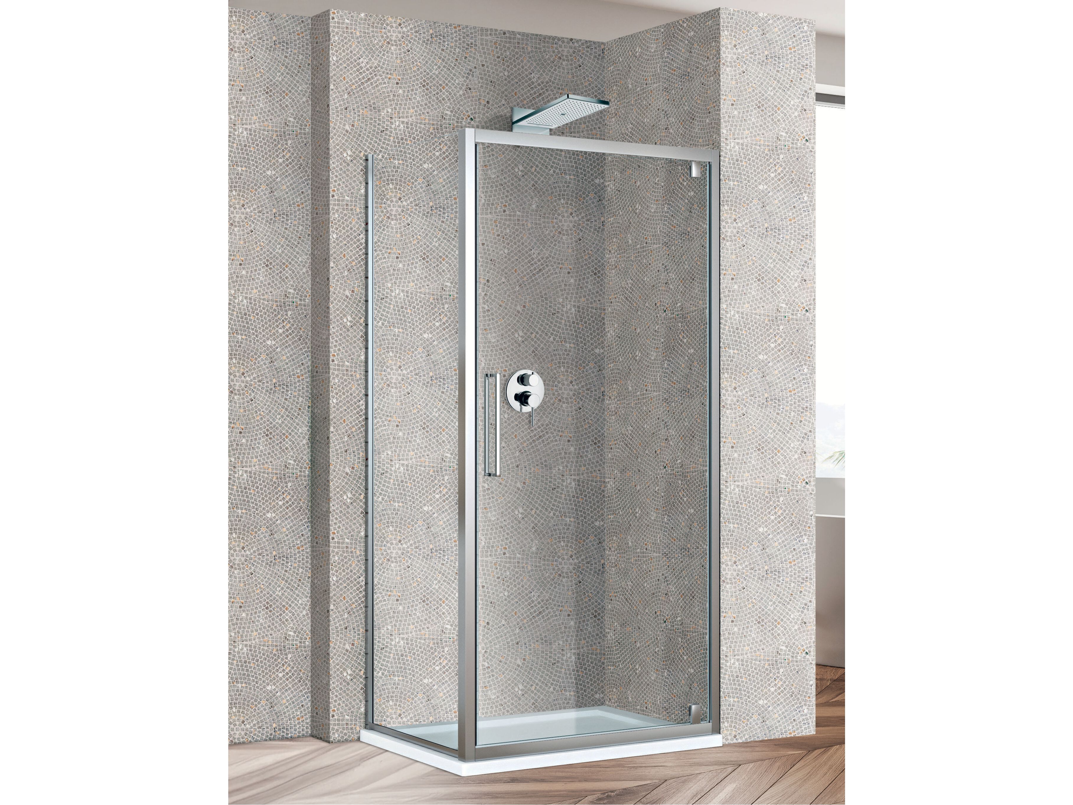 Угловая душевая кабина из хрусталя с поворотной дверью Metidea Рубин ARCH-00105809