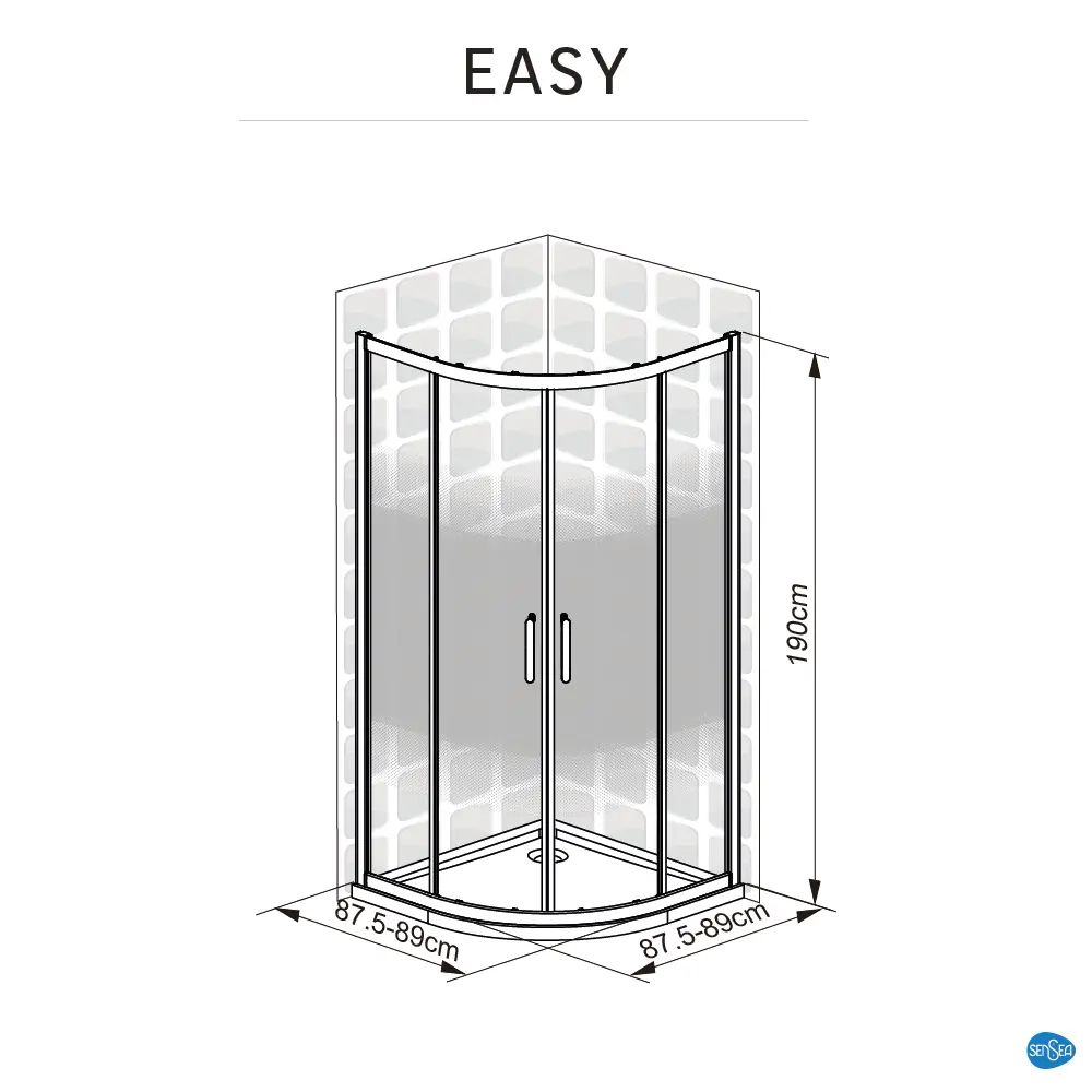 Комплект стекол для душевой ширмы Sensea Easy 1/4 круга 90x90 см с шелкографией, цвет профиля на выбор 88103647 STLM-2106768 - Вид №20