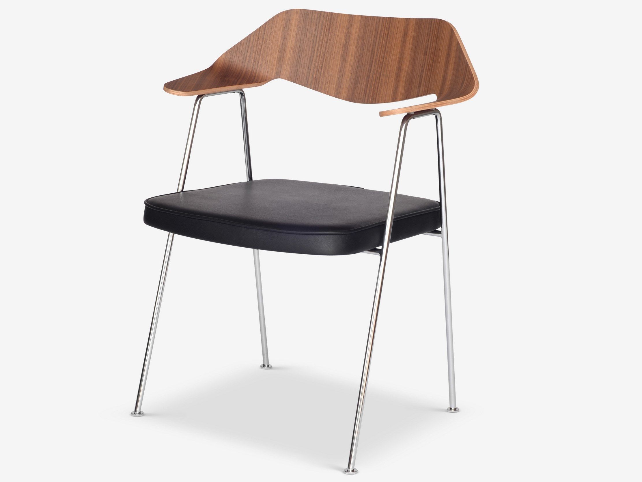 Стул с подлокотниками из кожи и шпона Case 675 ARCH-00046033 - Вид №1