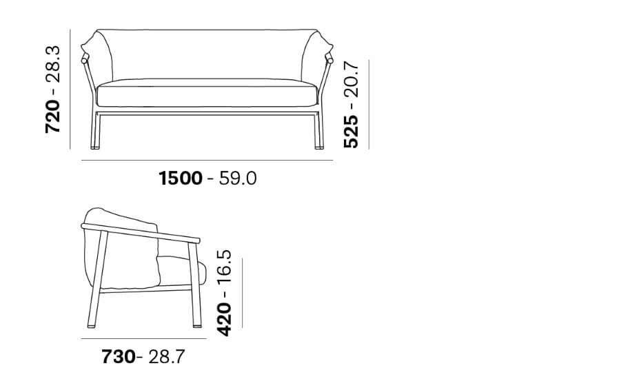 2-местный тканевый съемный садовый диван Pedrali Lamorisse ARCH-00027657 - Вид №6