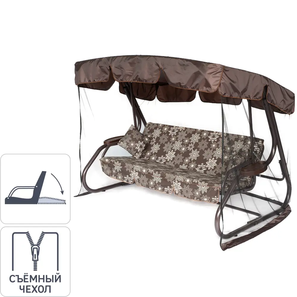 Качели садовые Greengard Аликанте 3-х местные (до 320 кг) коричневый/бежевый STLM-2195204