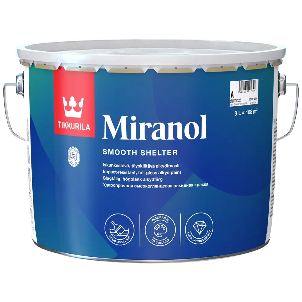 Эмаль Tikkurila Miranol высокоглянцевая цвет белый 9 л STLM-2033712