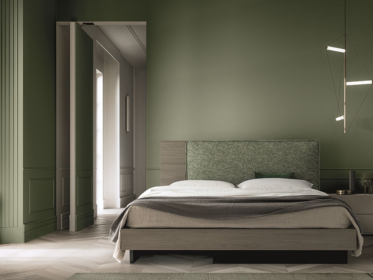 Деревянная двуспальная кровать с изголовьем контейнера Santalucia Mobili PLINIO ARCH-00116229 - Вид №2