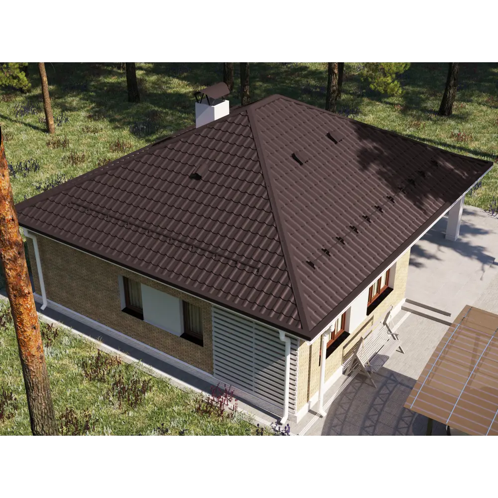 Металлочерепица 0.5 мм ГОСТ 1200x1180 мм RAL 8017 шоколадно-коричневый Santreyd STLM-2042168 - Вид №4