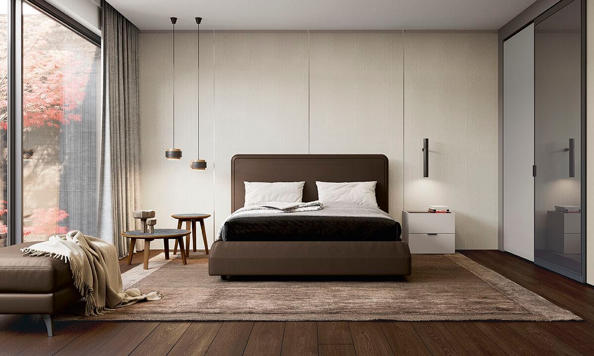 Двуспальная кровать из ткани с мягким изголовьем Febal Casa OPUS ARCH-00102440 - Вид №6