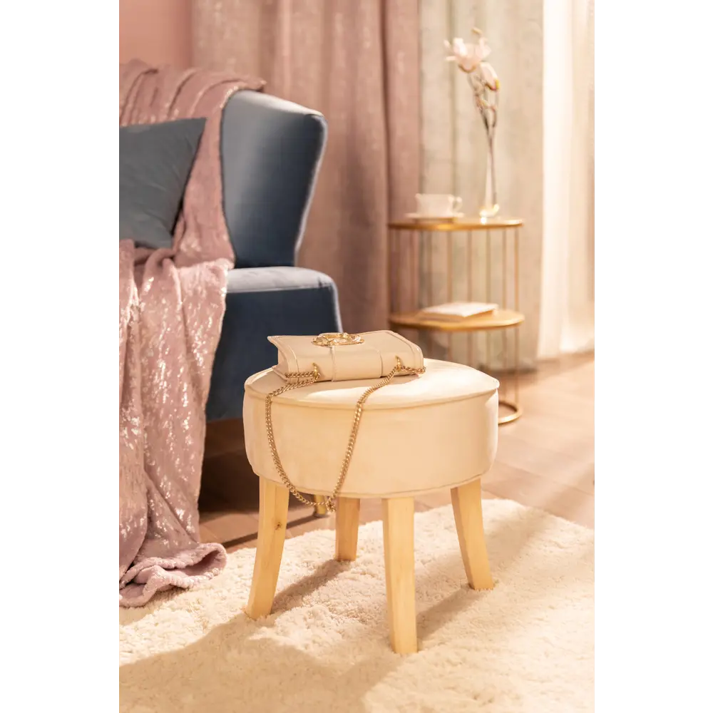 Табурет с мягкой обивкой цвет бежевый Atmosphera STLM-2012406 - Вид №4