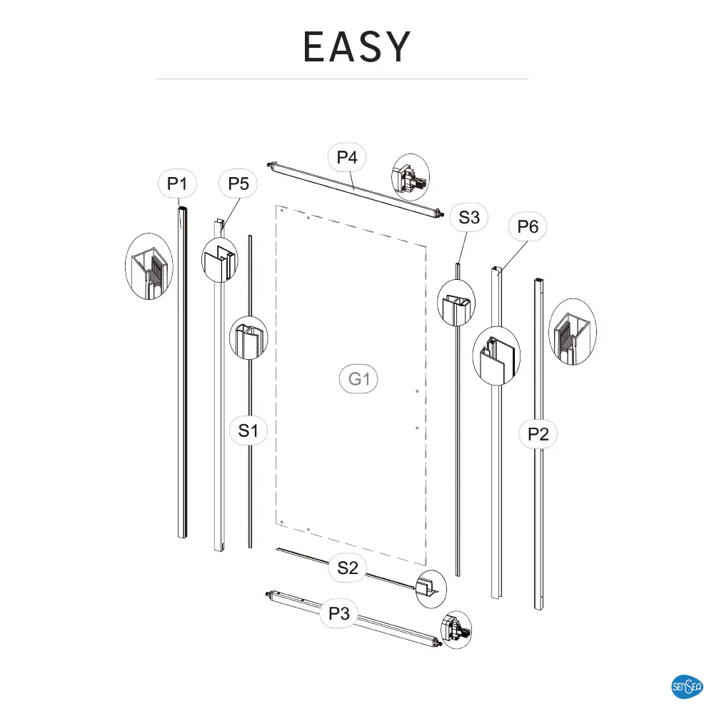 Комплект стекол для душевой двери Sensea Easy 90x190 см STLM-2171549 - Вид №40