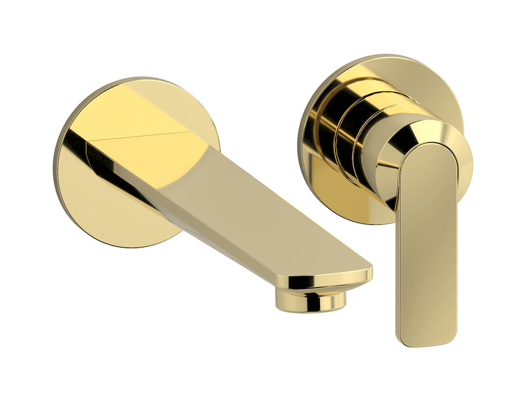 Встроенный в стену смеситель для раковины на 2 отверстия в комплекте с донным клапаном WE ARE IB c6406ii Pale Gold C-67