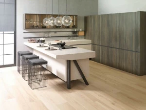 GAMADECOR Современная встроенная кухня из лакированного дерева с полуостровом. Emotions - kitchens