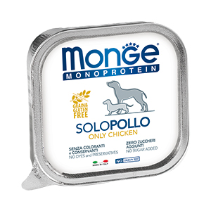 ПР0036653 Корм для собак Dog Monoproteico Solo паштет из курицы конс. 150г Monge