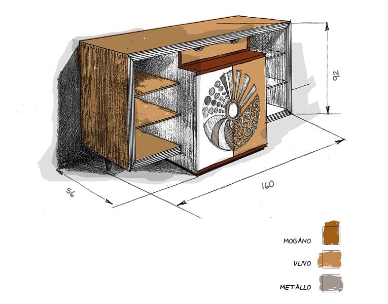 Деревянный шкаф с распашными дверцами и ящиком Roman & Co FITZROY ARCH-00031244 - Вид №2