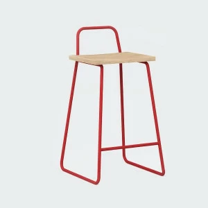 Барный стул с деревянным сиденьем красный Bauhaus WOODI  00-3966225 Красный