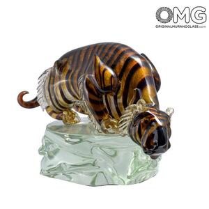 251 ORIGINALMURANOGLASS Скульптура Тигр - автор Alessandro Barbaro - муранское стекло OMG 60 см