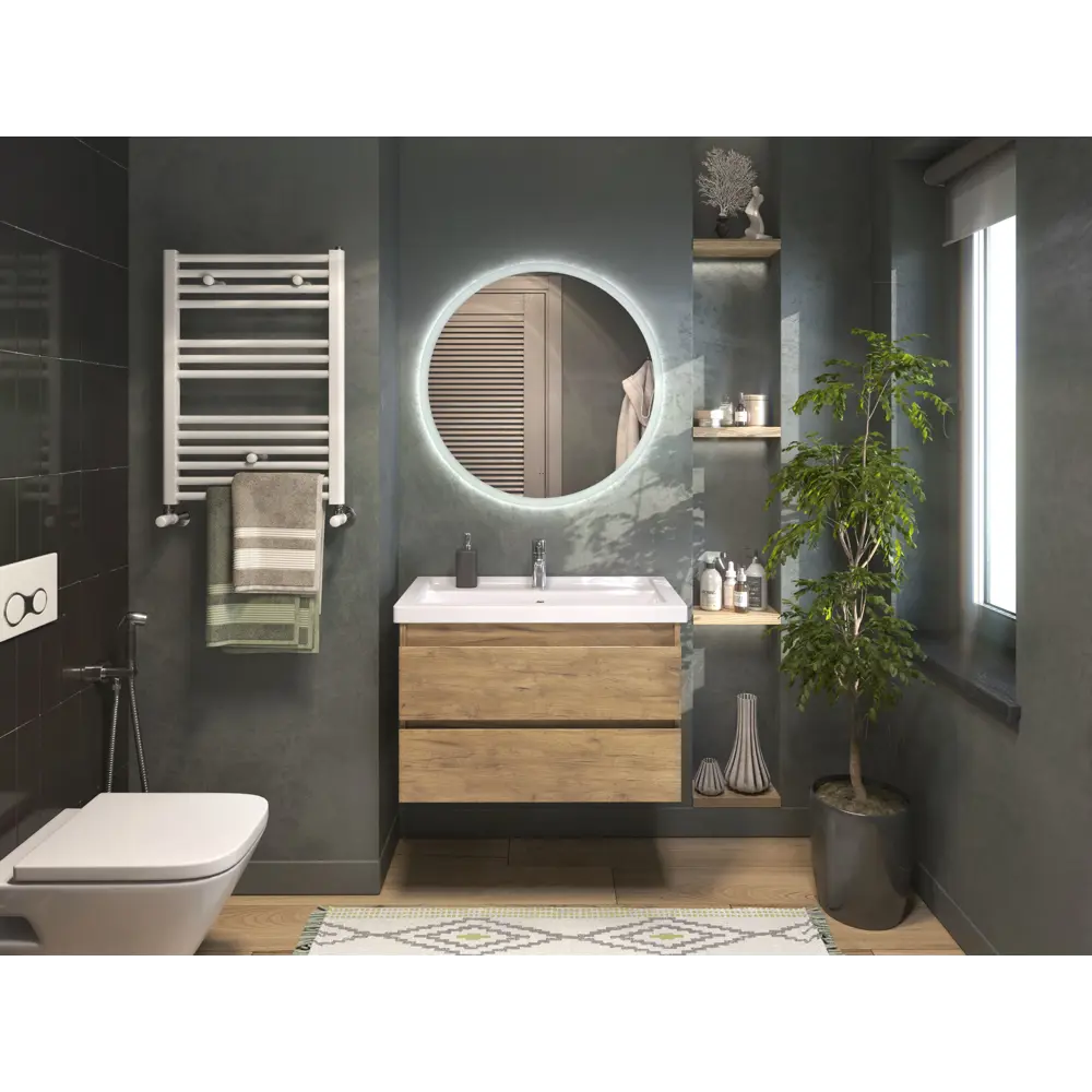 Зеркало для ванной Vigo Matteo Comfort 80 см круглое с подсветкой датчиком и обогревом STLM-2038150 - Вид №1