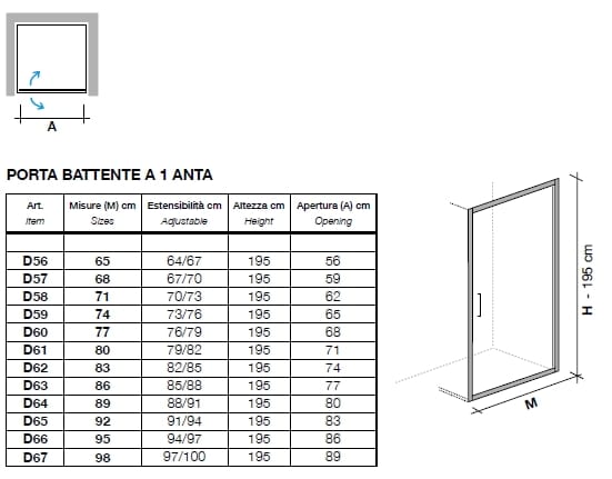 Хрустальная ниша душевая кабина с распашной дверью Metidea Рубин ARCH-00007113