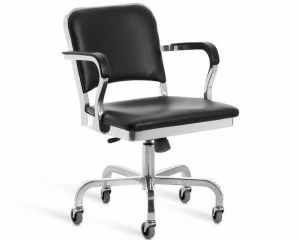 Emeco Регулируемый по высоте алюминиевый стул на колесиках Navy® upholstered