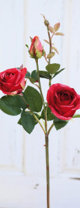2590 444 a3 Искусственная роза, 2 цветка, 1 бутон, 57 см, красная H-andreas