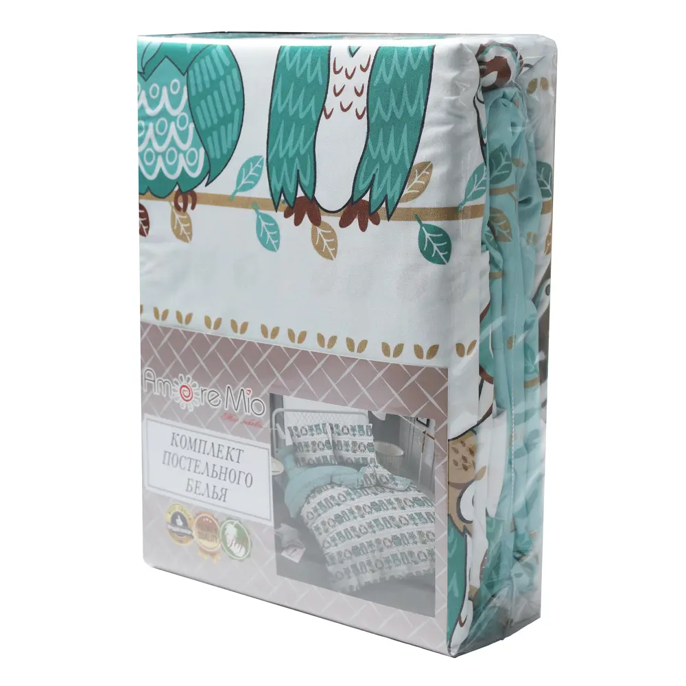 Комплект постельного белья Amore Mio Гарланд евро полисатин синий STLM-2025708 - Вид №5