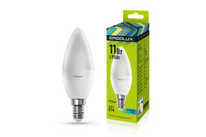 15907831 Электрическая светодиодная лампа LED-C35-11W-E14-4K Свеча 11Вт E14 4500K 13619 Ergolux