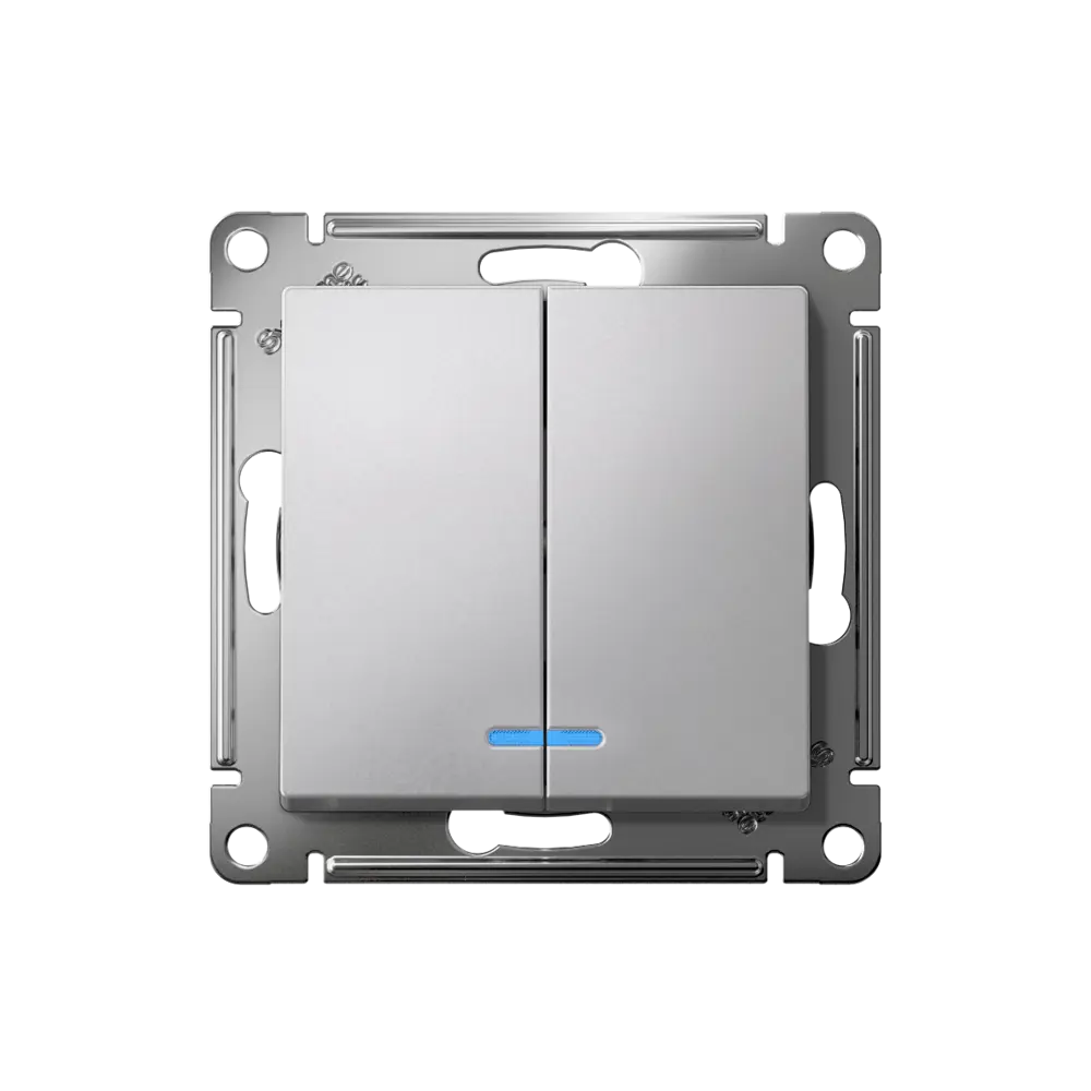 Выключатель встраиваемый Systeme Electric AtlasDesign 2 клавиши с подсветкой цвет алюминий STLM-2064068 - Вид №5