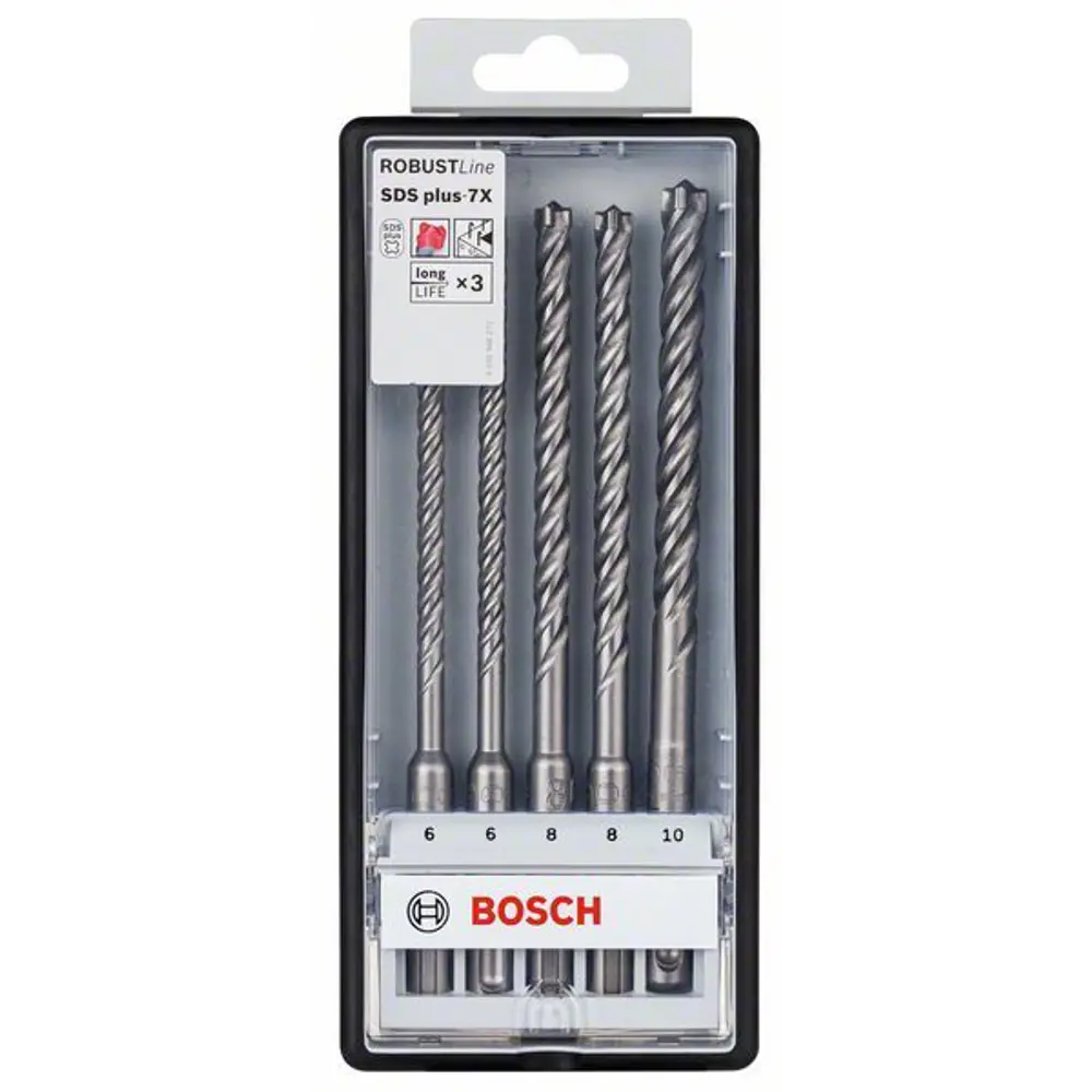 Набор буров SDS-plus 7X Bosch, 6/6/8/8/10 мм, 5 шт BOSCH PROFESSIONAL STLM-2188773 - Вид №1