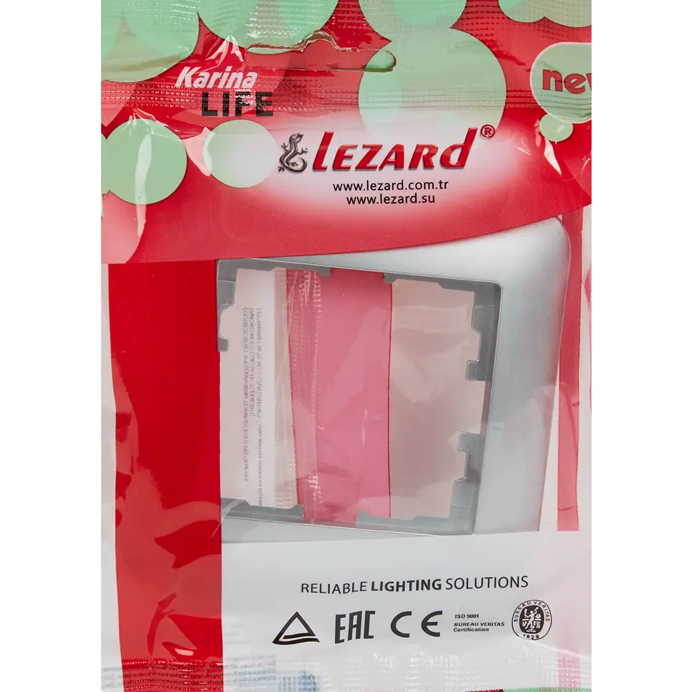 Рамка для розеток и выключателей Lezard Karina Life 1 пост горизонтальная цвет матовый серый STLM-2127239 - Вид №3