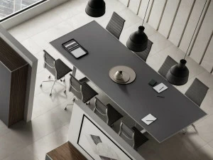 IFT Прямоугольный стол для переговоров из алюминия и стекла 45/90